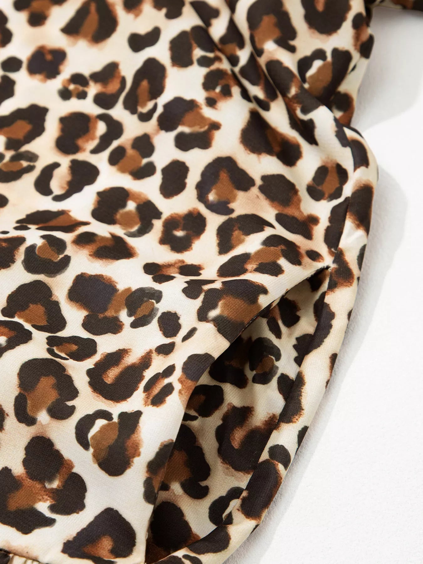 Leopard Print Striped Patchwork 3/4 Sleeve Loose Mini Dress view 7 - Shopiebay
