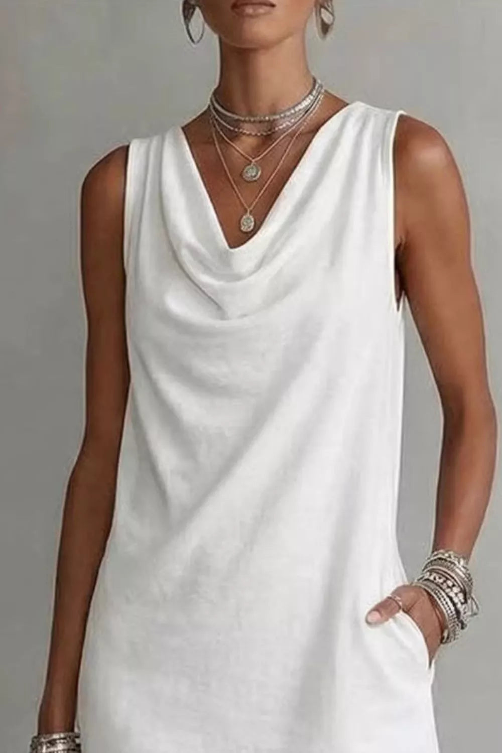 Casual Sleeveless Cowl Neck Mini Dress - product image 3