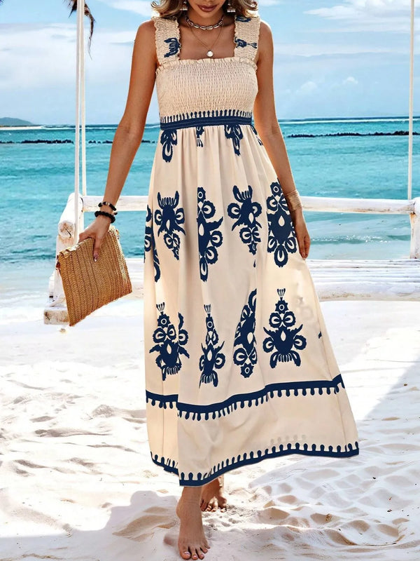 Smocked Printed Wide Strap Maxi Dress - product image 15