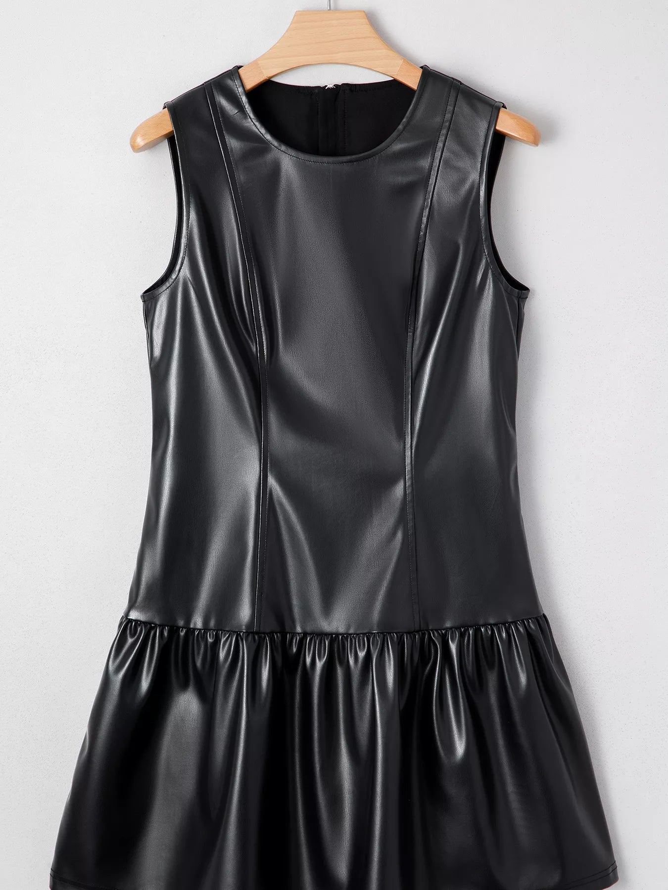 Faux Leather Ruffle Hem Sleeveless Mini Dress Secondary image