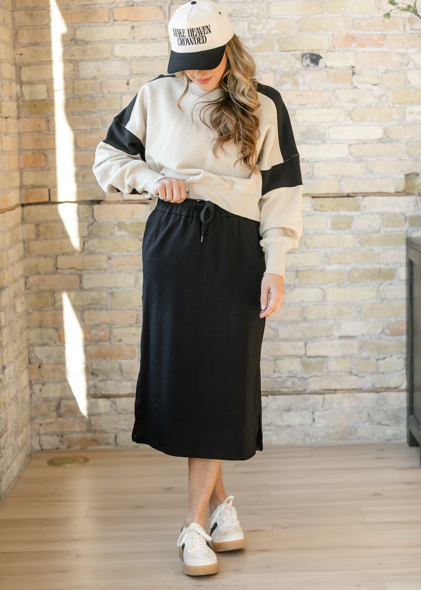 Abbie Mesh Detail Knit Midi Skirt Secondary image