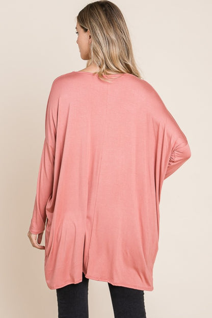 BOMBOM Round Neck Long Sleeve Oversized Top