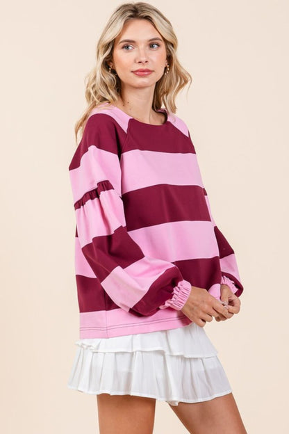 Mittoshop Striped Snap Shoulder Long Sleeve T-Shirt