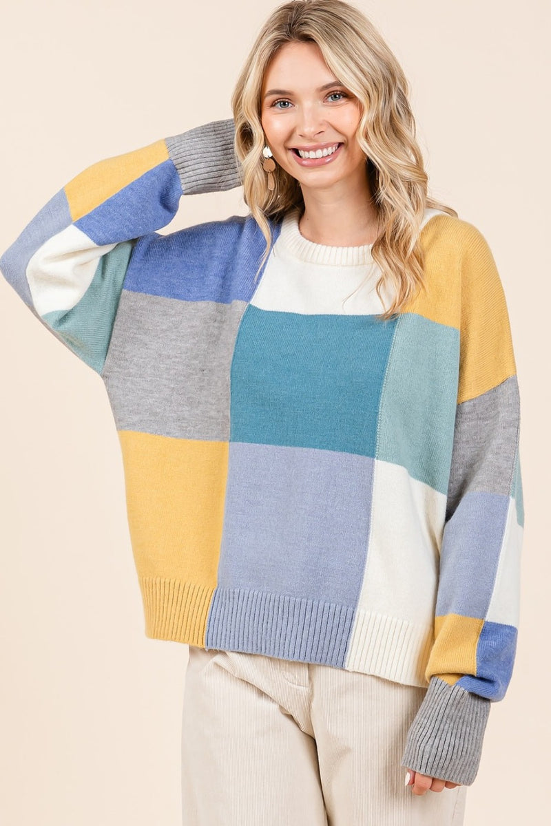 Mittoshop Color Block Round Neck Sweater