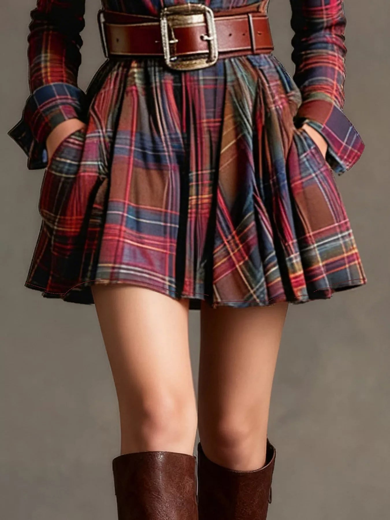 Plaid Long Sleeve Shirt Dress - product image 3