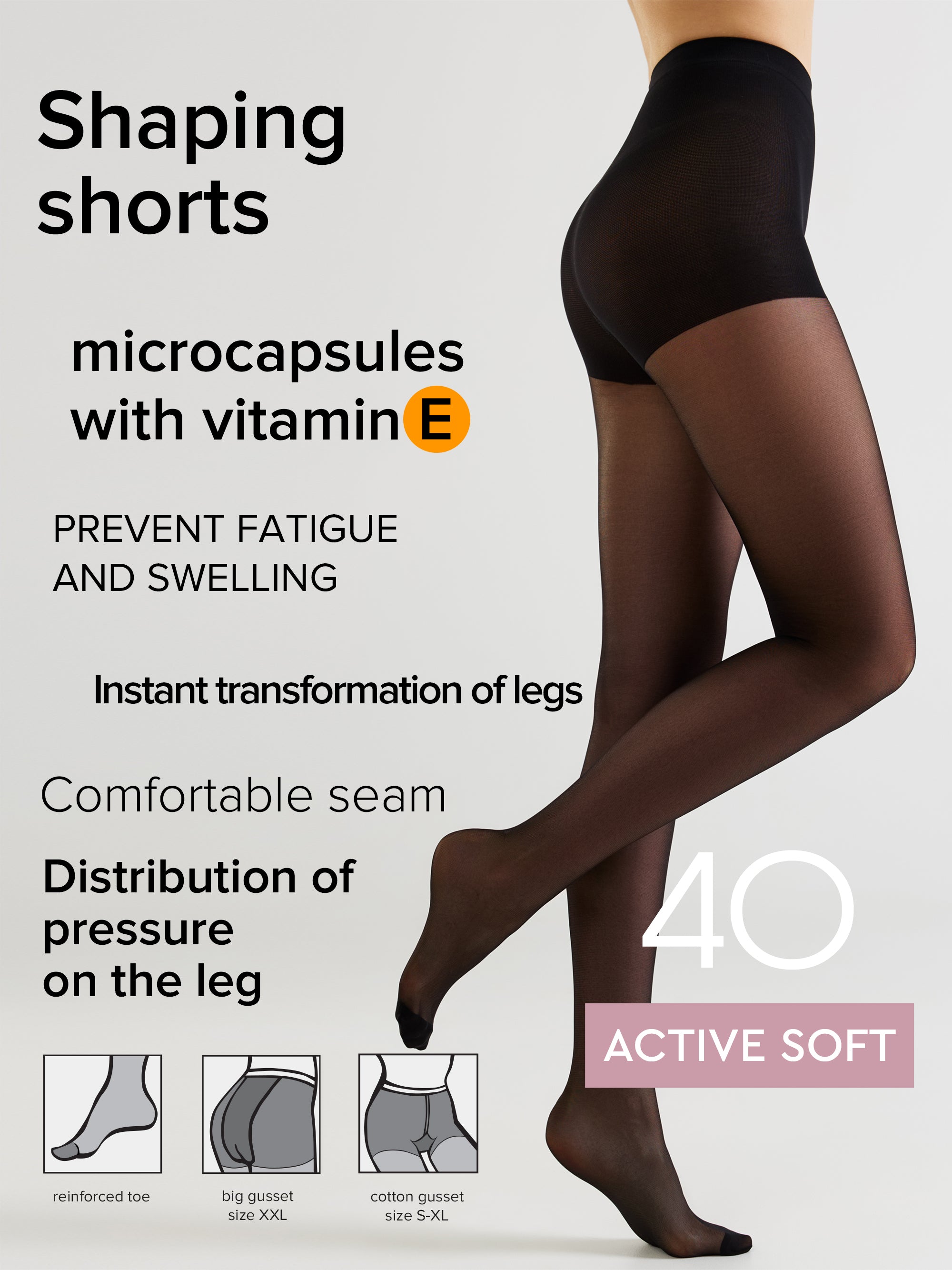 Tights Conte Active Soft 40 Den - Shaping Support with Vitamin E Secondary image