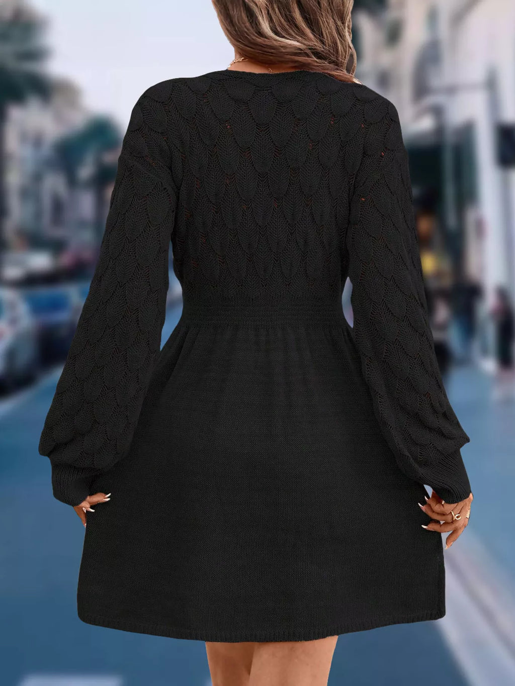 V-Neck Long Sleeve Sweater Dress - product image 11