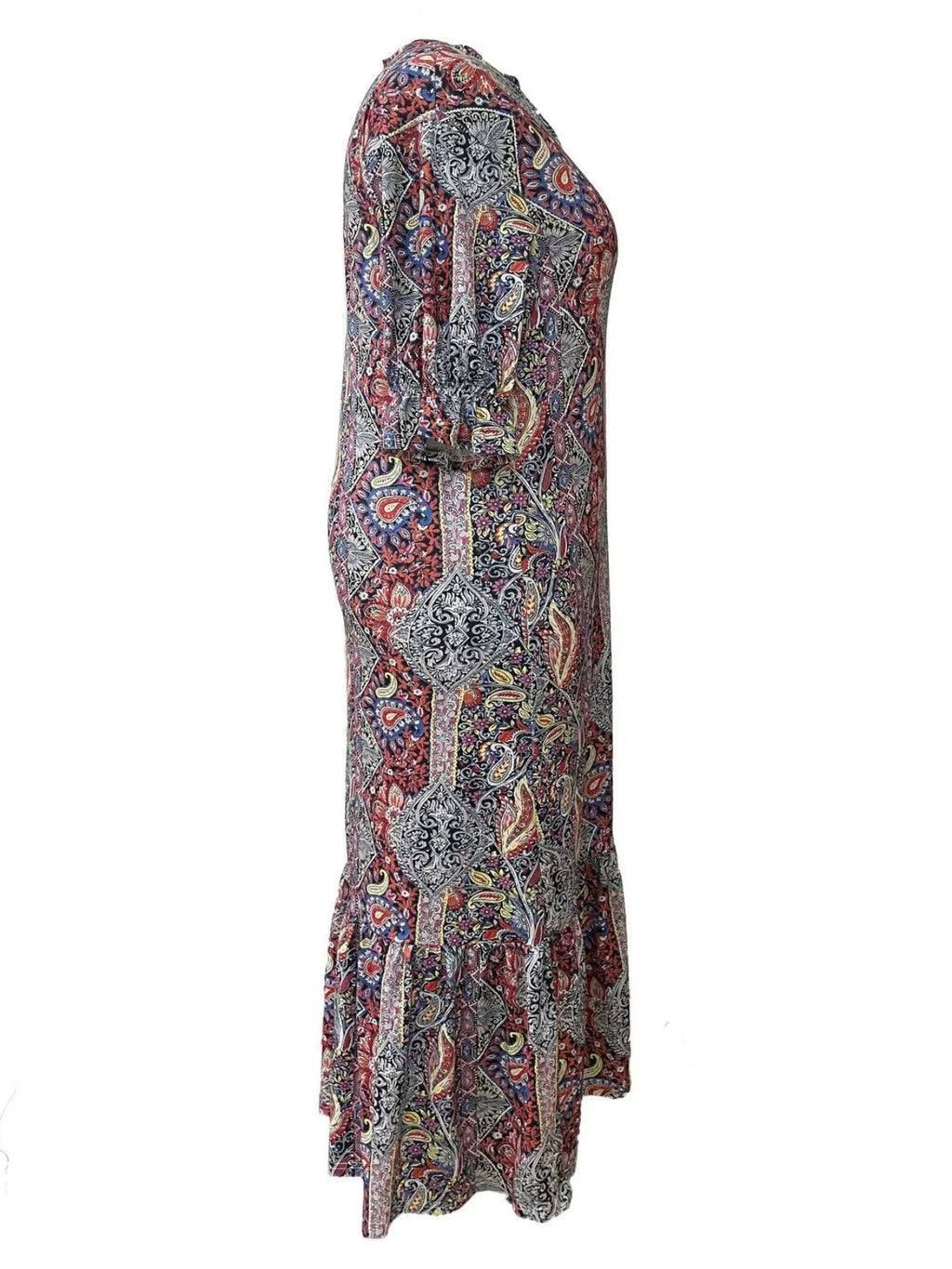 Bohemian Paisley Print Ruffle Hem Midi Dress - product image 6