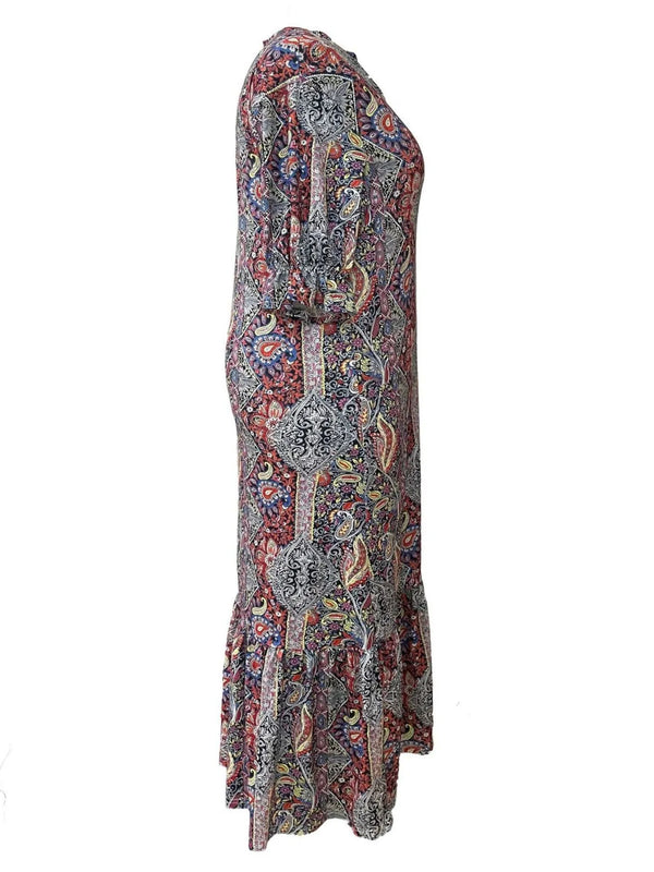 Bohemian Paisley Print Ruffle Hem Midi Dress - product image 6