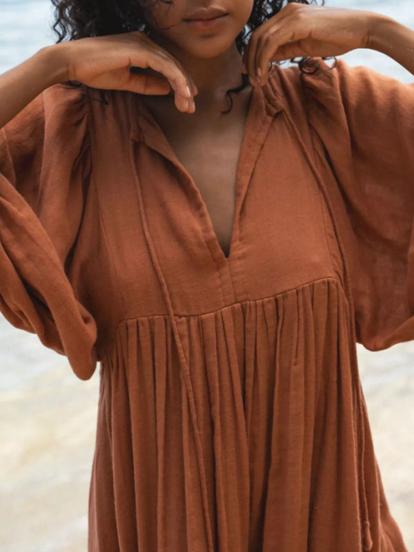 Tie Neck 3/4 Sleeve Midi Dress - product image 7