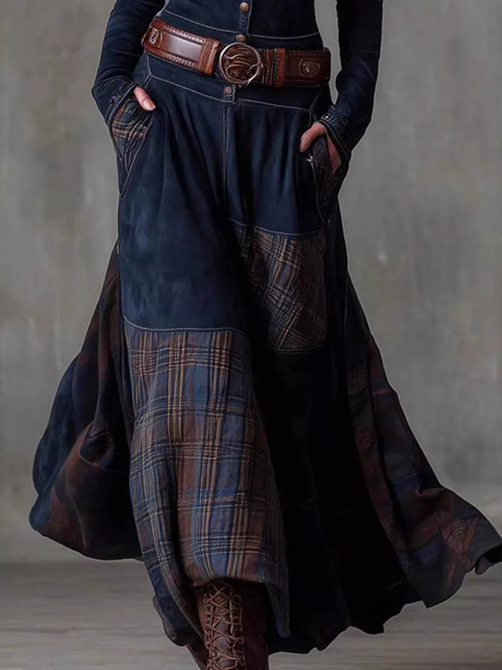 Plaid Button Front Long Sleeve Dress - product image 4