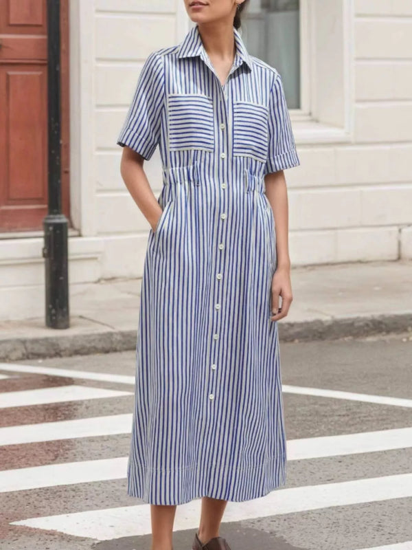 Striped Button Front Shirt Dress - product image 3