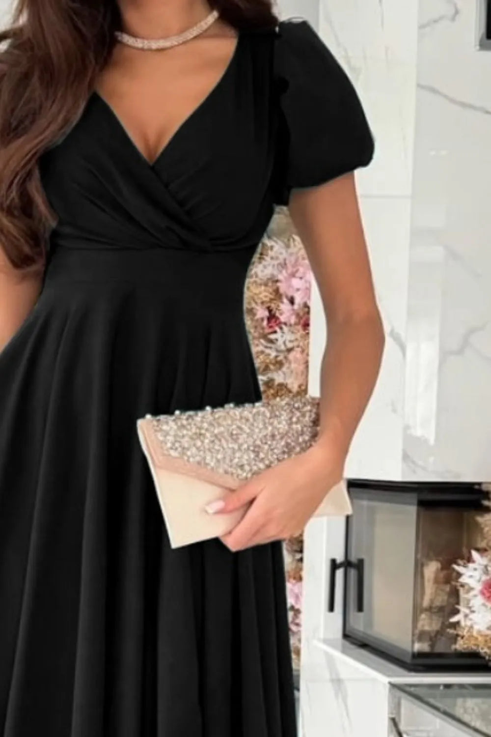 Surplice Puff Sleeve Midi Dress - product image 6