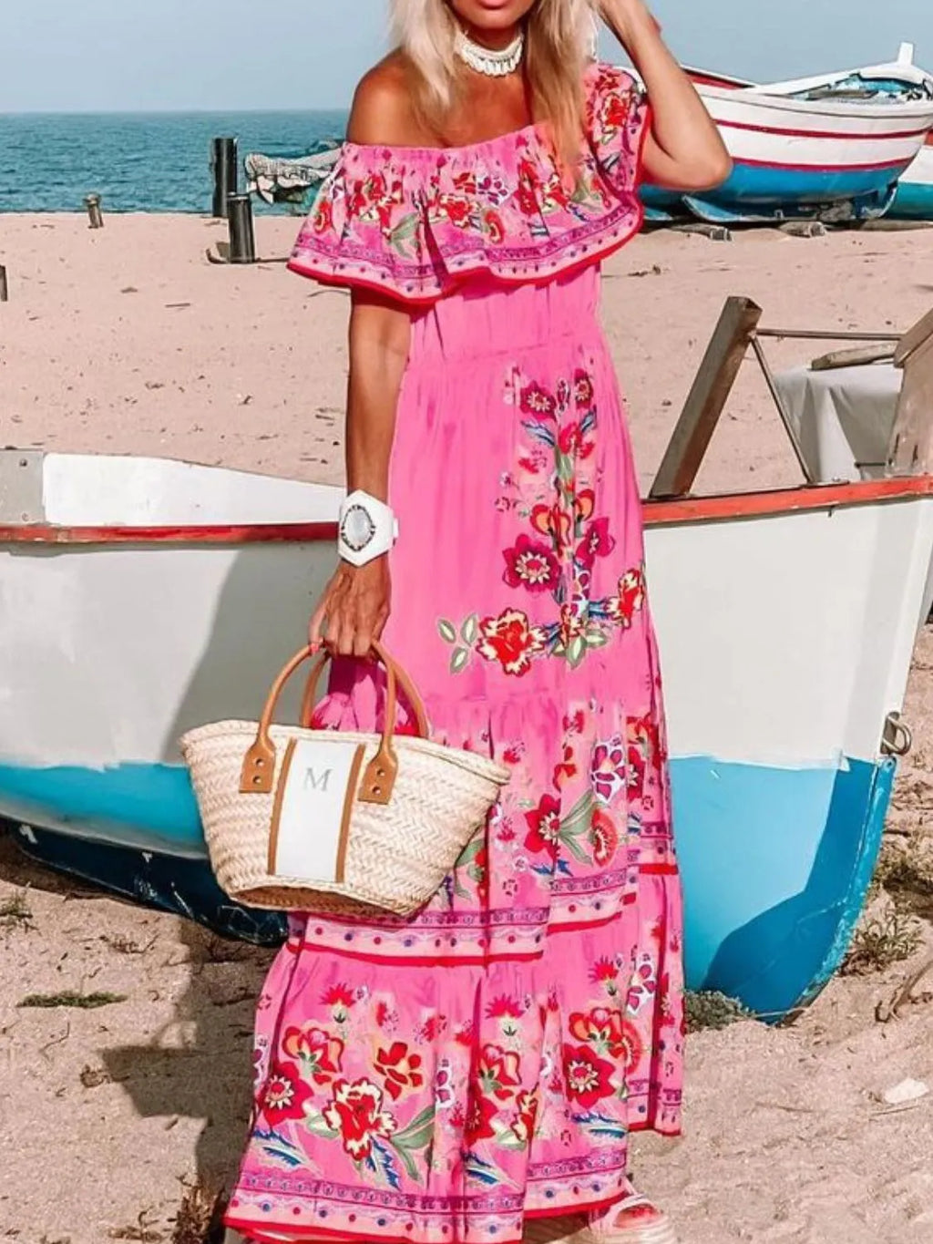 Floral Off Shoulder Ruffle Maxi Dress - product image 18