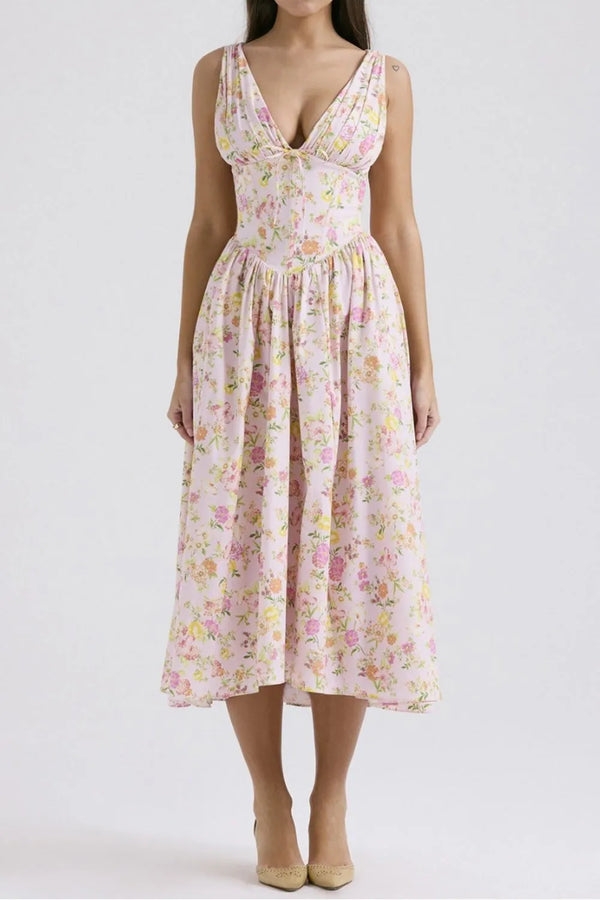 Floral V-Neck Sleeveless Midi Dress with Pockets - product image 9