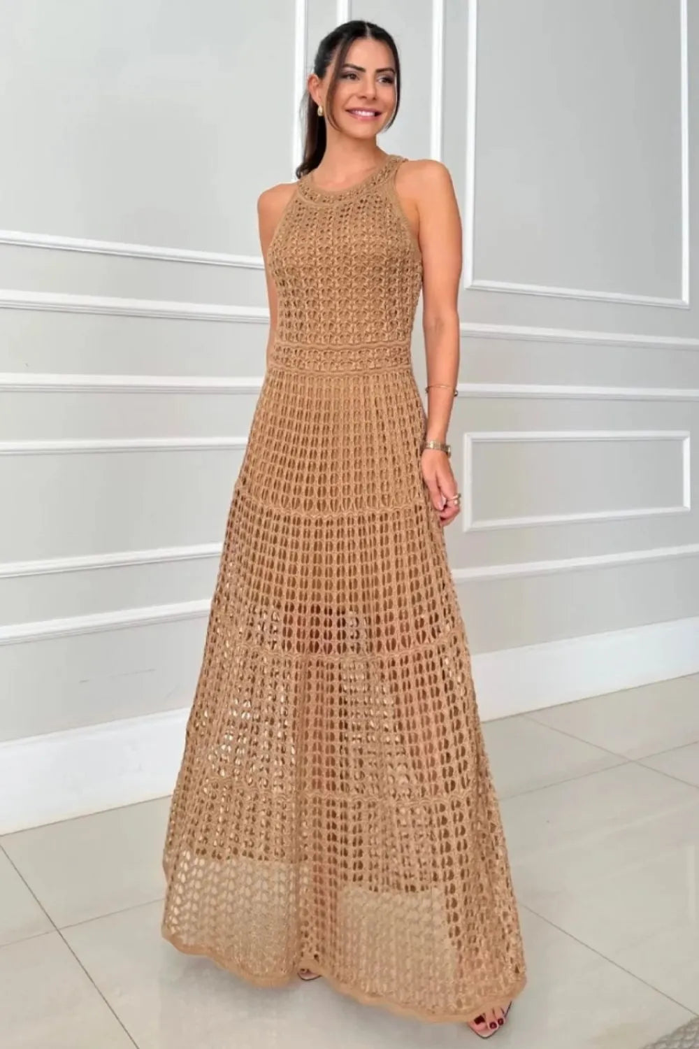 Hollowed-Out Sleeveless Maxi Dress - product image 4