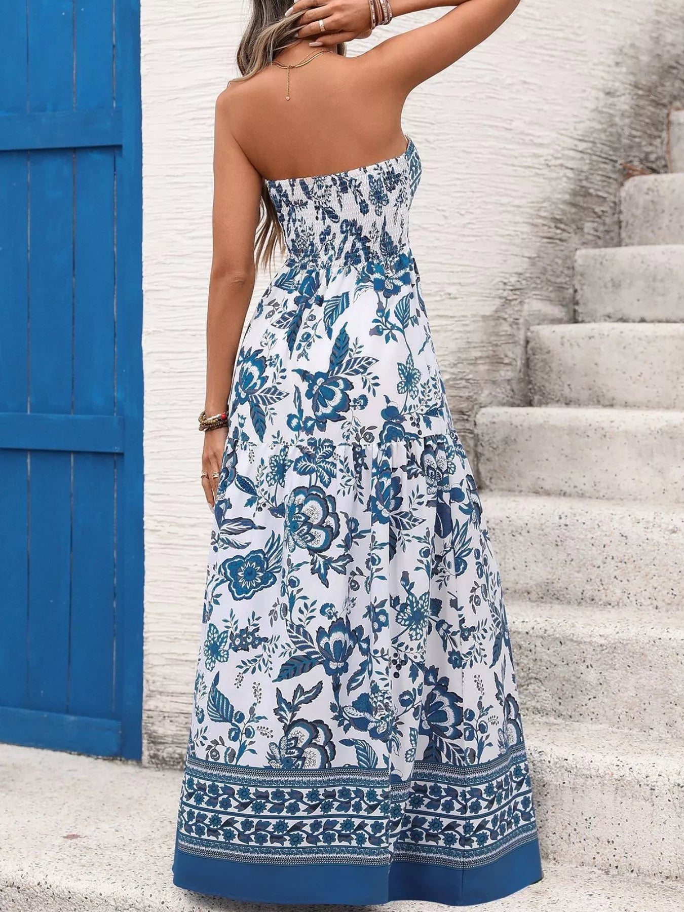 Floral Print Strapless Maxi Dress view 6 - Shopiebay