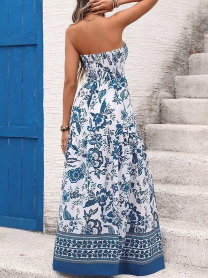Floral Print Strapless Maxi Dress view 6 - Shopiebay