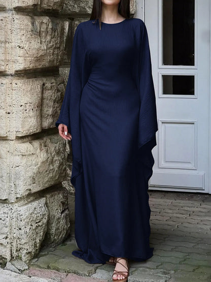 Round Neck Maxi Dress with Flowing Cape Sleeves view 4 - Shopiebay