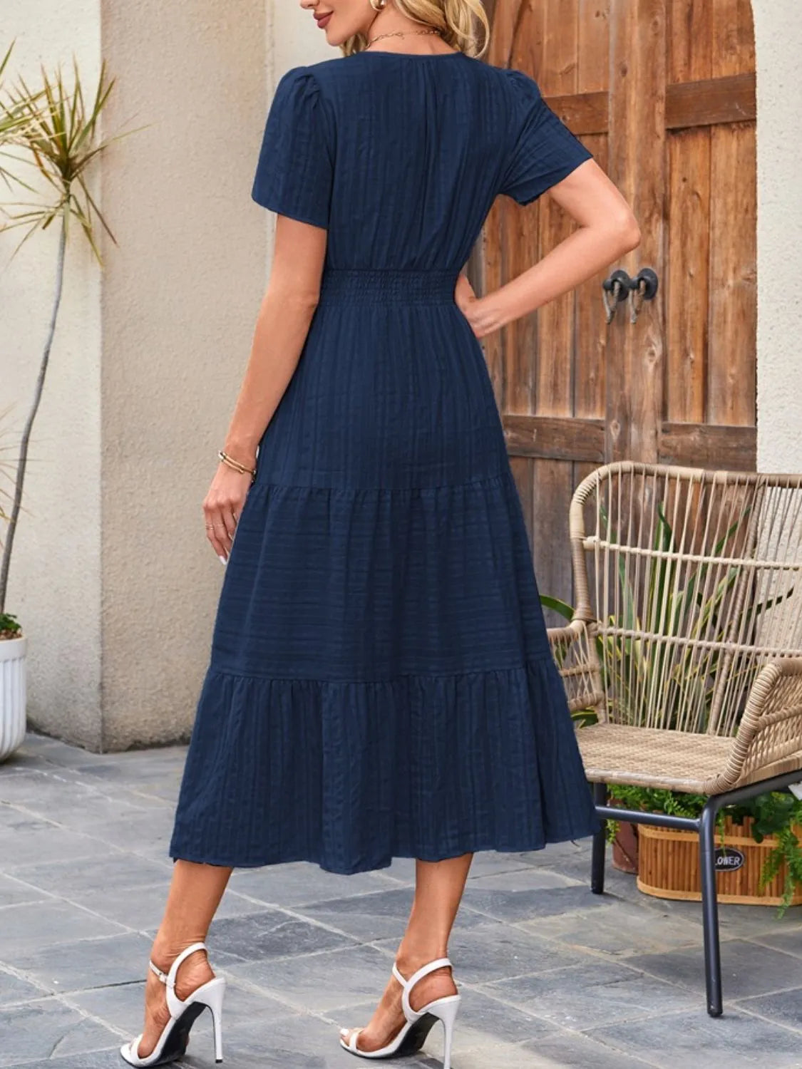 Tiered Notched Short Sleeve Dress - product image 21