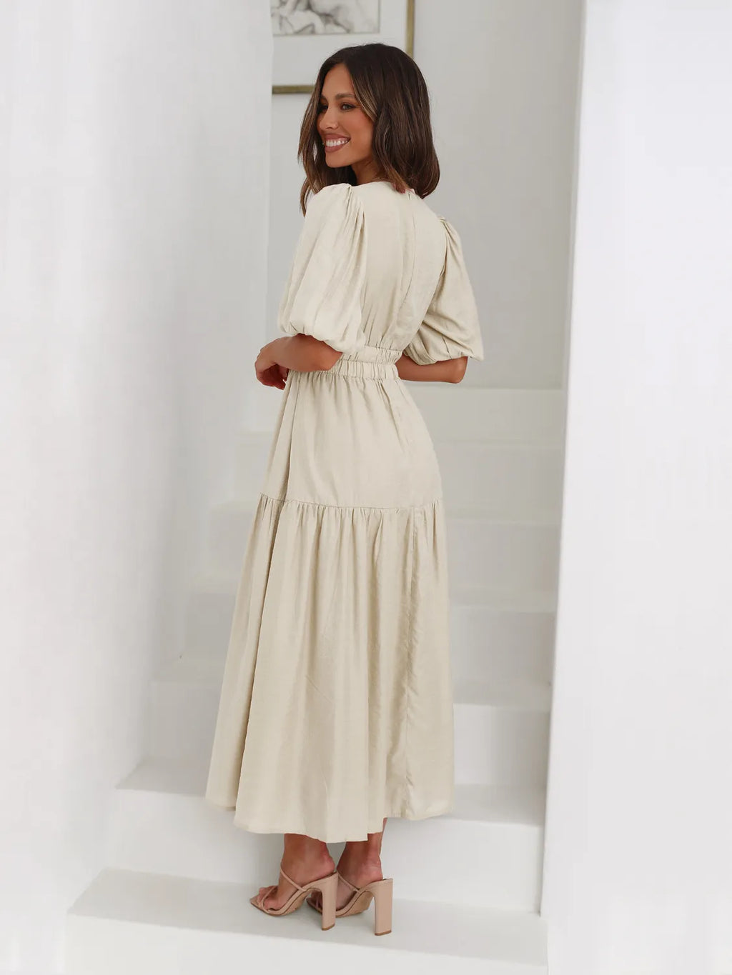 Tiered Surplice Half Sleeve Midi Dress - product image 4
