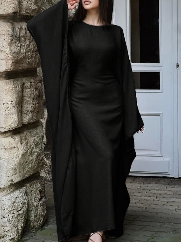 Round Neck Maxi Dress with Flowing Cape Sleeves - product image 13