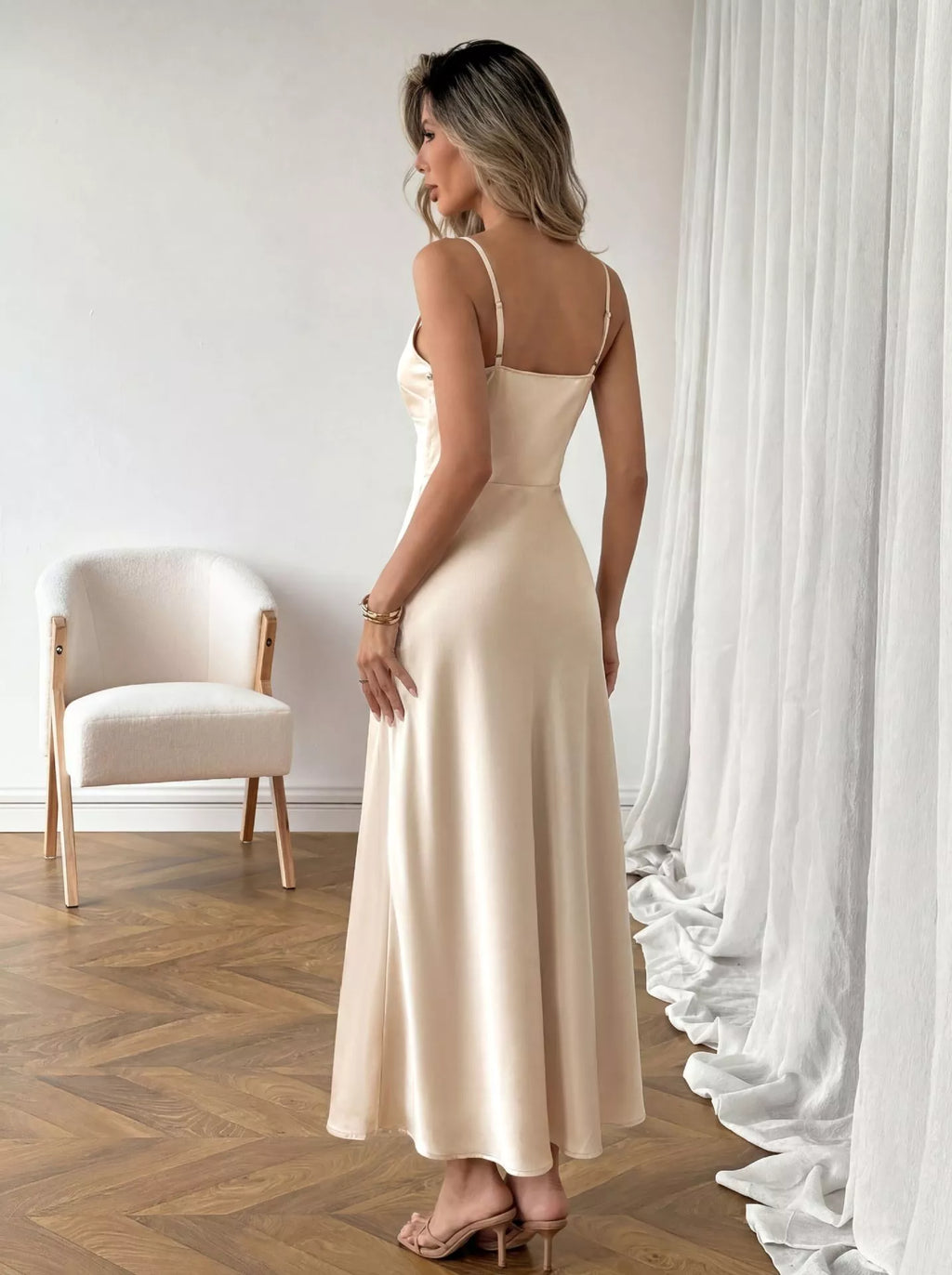 Satin V-Neck Maxi Dress - product image 5