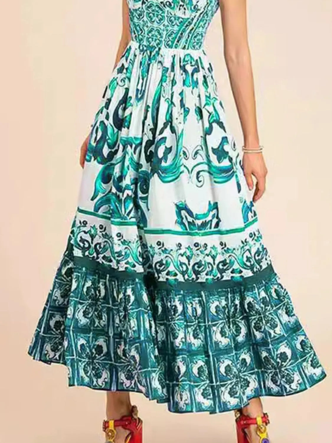 Smocked Printed Wide Strap Dress - product image 16