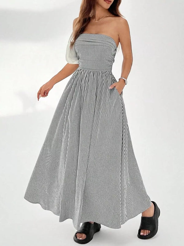 Striped Strapless Casual Maxi Dress - product image 9