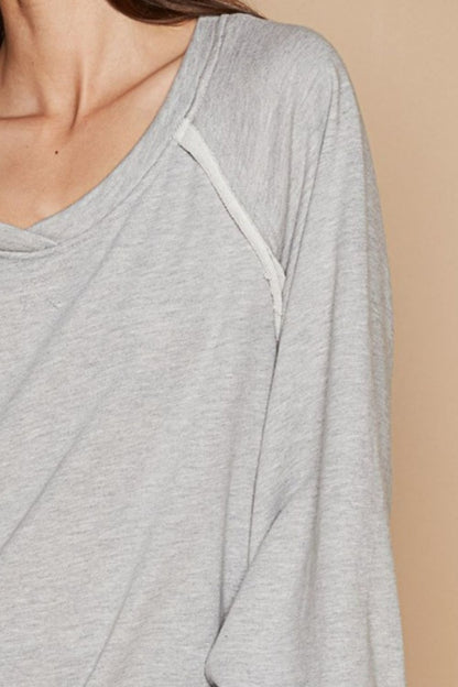 POL Back Cross Strap Detail Balloon Sleeve Sweatshirt