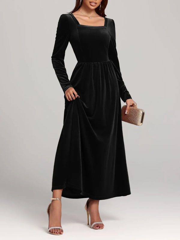 Velvet Square Neck Long Sleeve Dress - product image 3