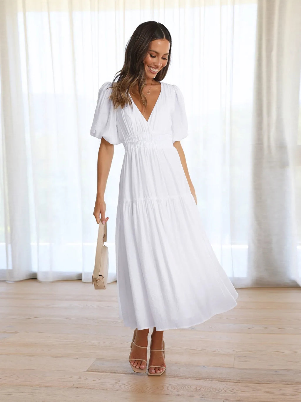 Surplice Half Puff Sleeve Midi Dress - product image 8