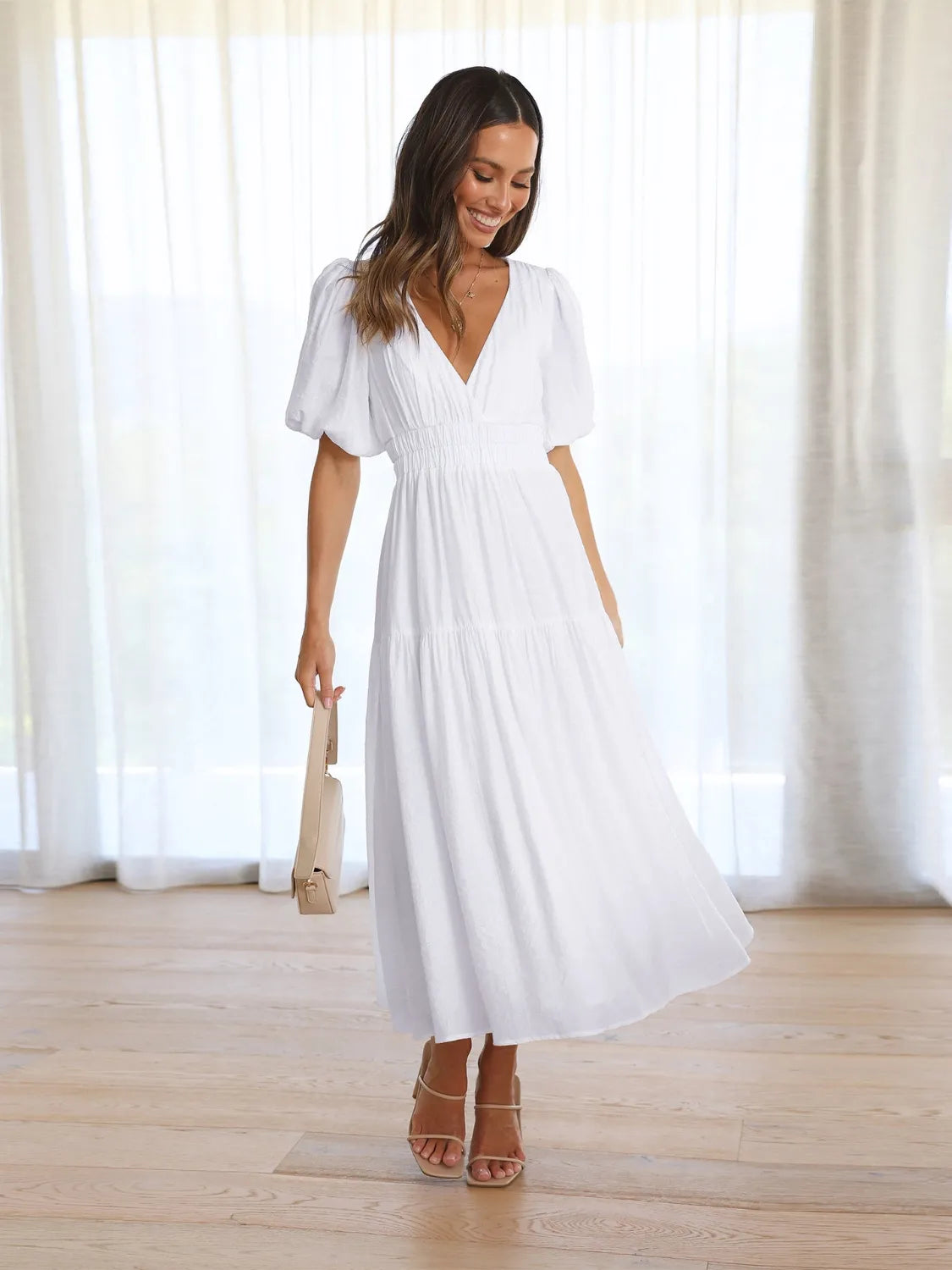 Surplice Half Puff Sleeve Midi Dress - product image 8