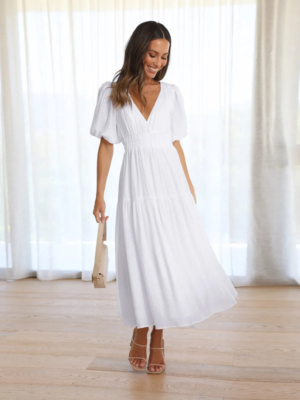 Surplice Half Puff Sleeve Midi Dress - product image 8