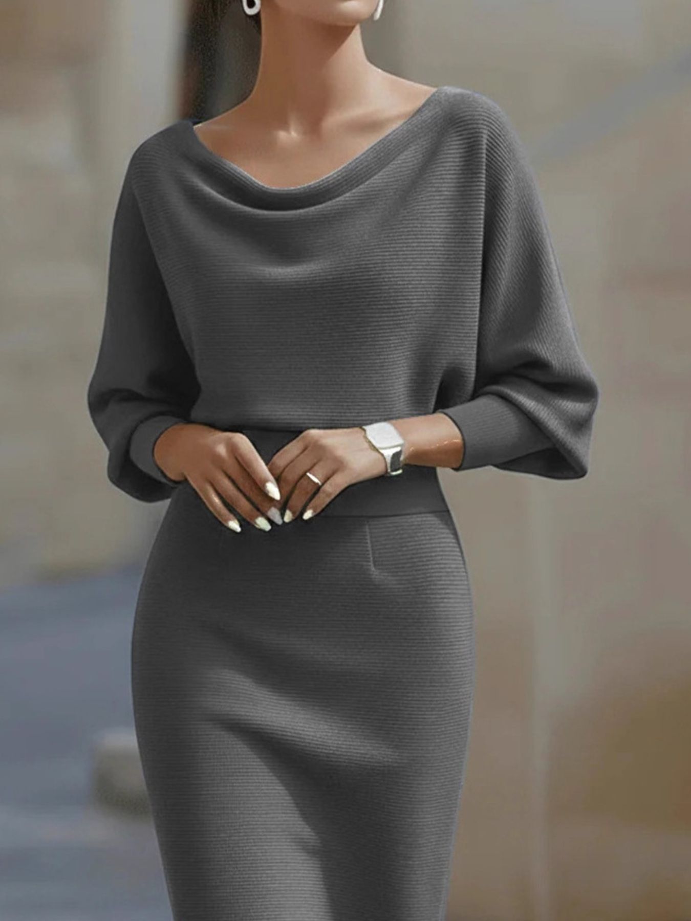 Cowl Neck Knit Bodycon Dress - product image 7