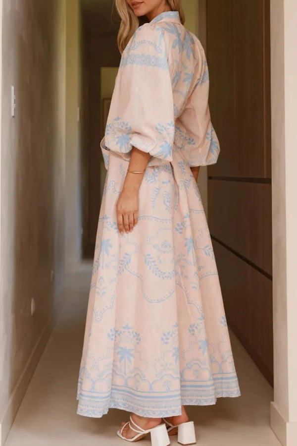 Printed Balloon Sleeve Maxi Shirt Dress - product image 8