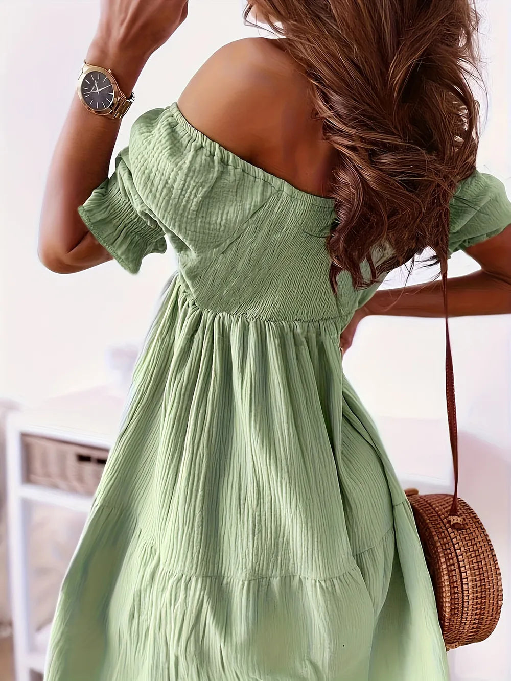 Ruffled Off-Shoulder Short Sleeve Dress - product image 8