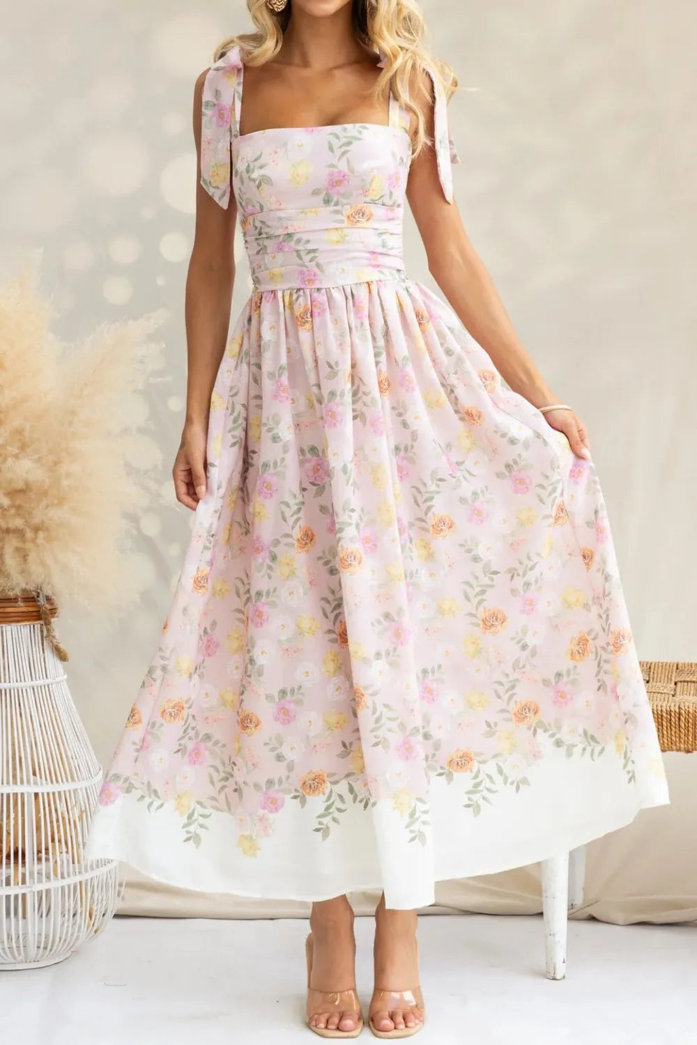Printed Tie Shoulder Midi Cami Dress Secondary image