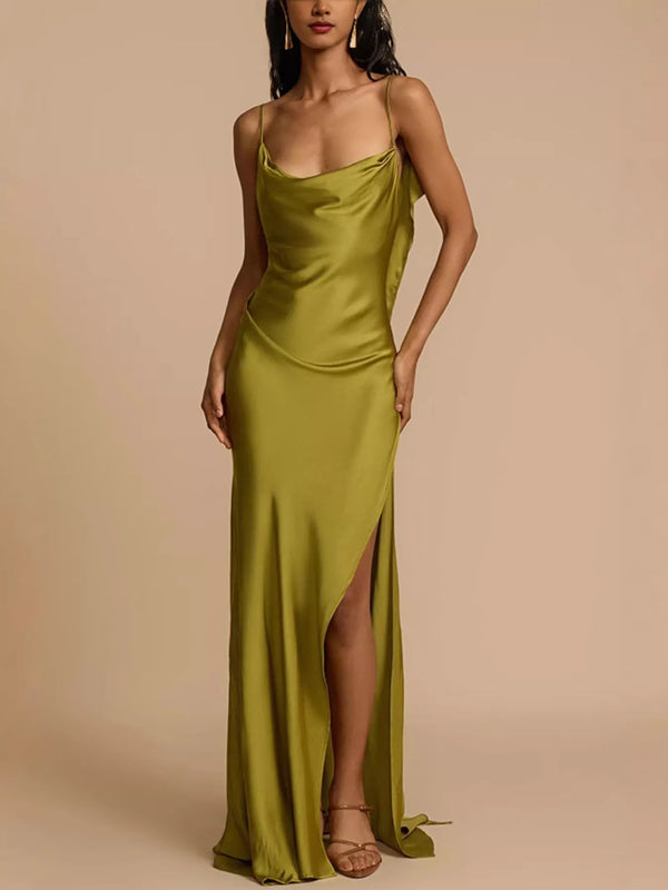 Satin Cowl Neck Slit Maxi Dress - product image 2