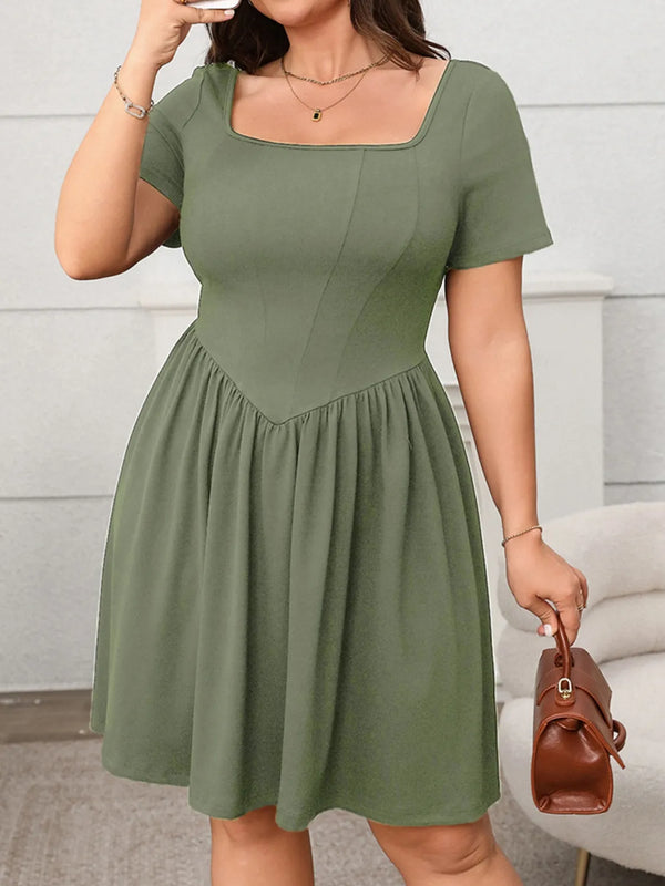 Plus Size Square Neck Short Sleeve Mini Dress - product image 6