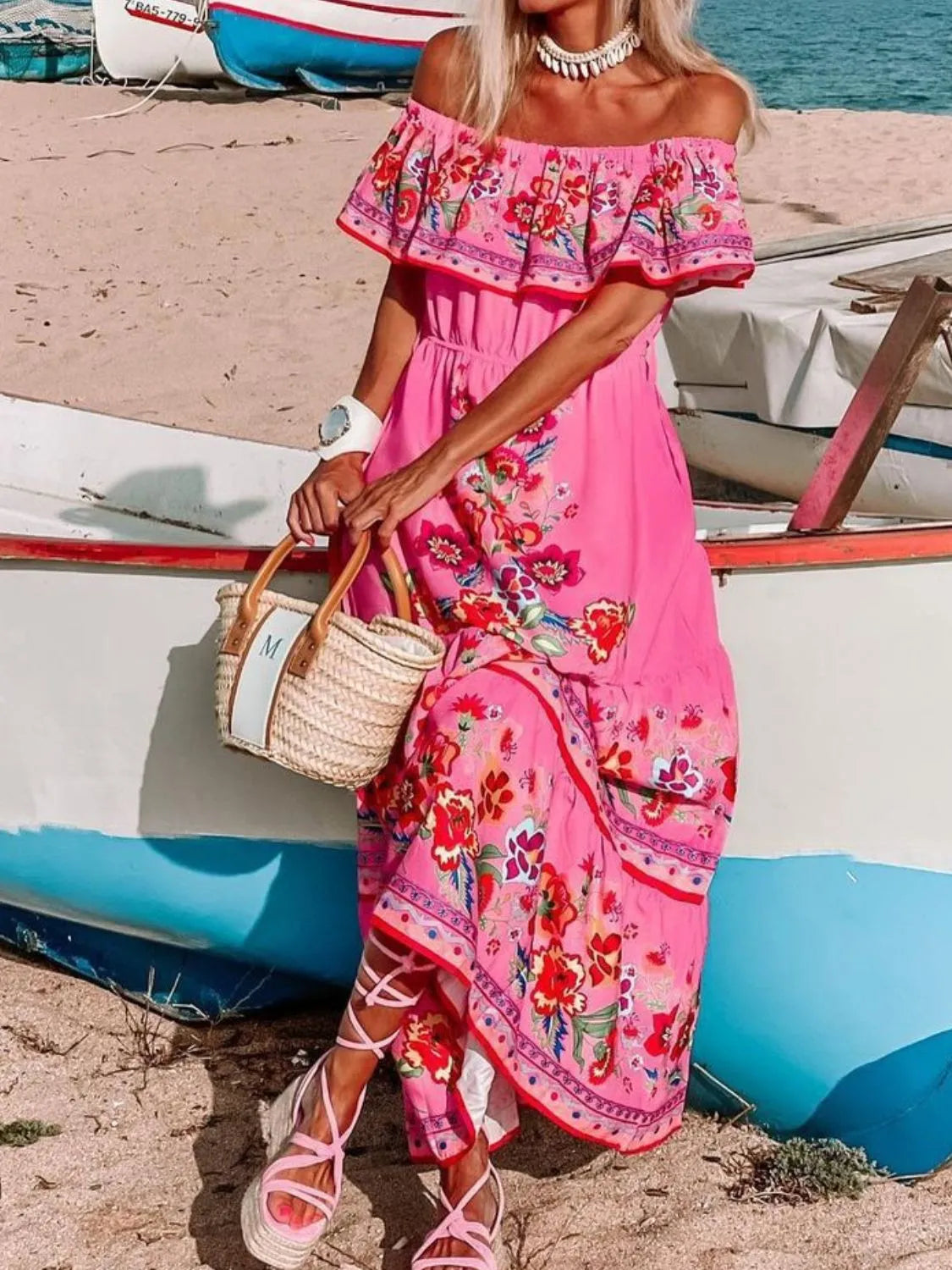 Floral Off Shoulder Ruffle Maxi Dress - product image 16