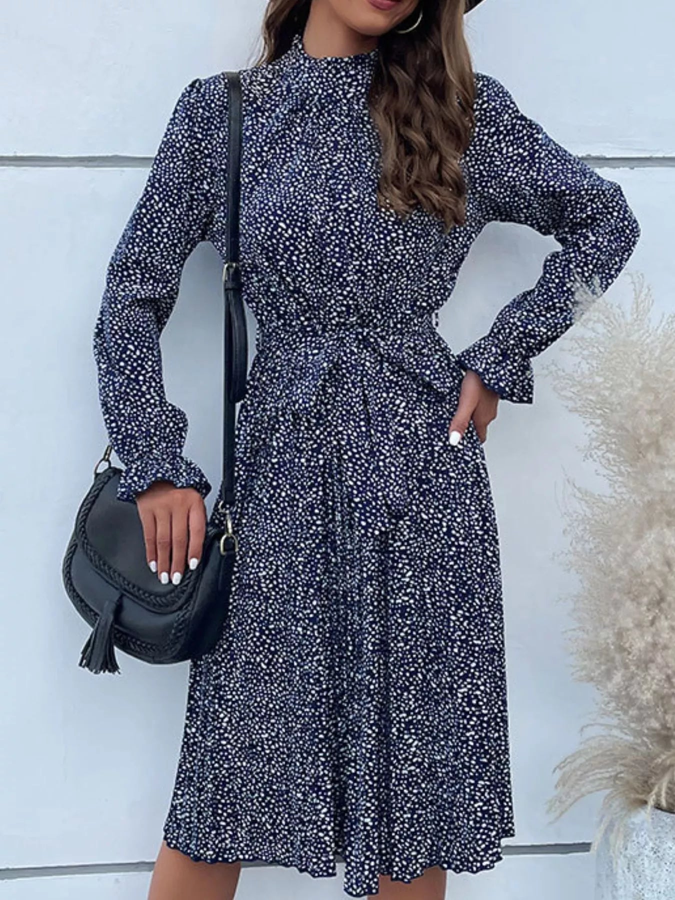Animal Print Mock Neck Flounce Sleeve Dress - product image 12
