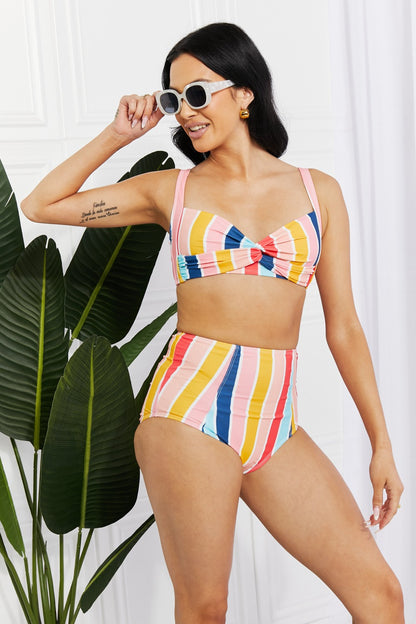 Marina West Swim Take A Dip Twist High-Rise Bikini in Stripe