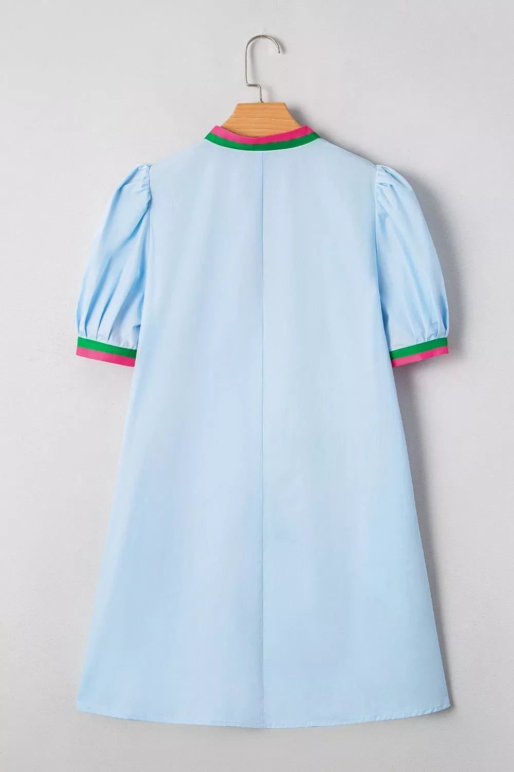 Puff Sleeve Mini Dress with Contrast Trim - product image 7