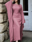Round Neck Maxi Dress with Flowing Cape Sleeves