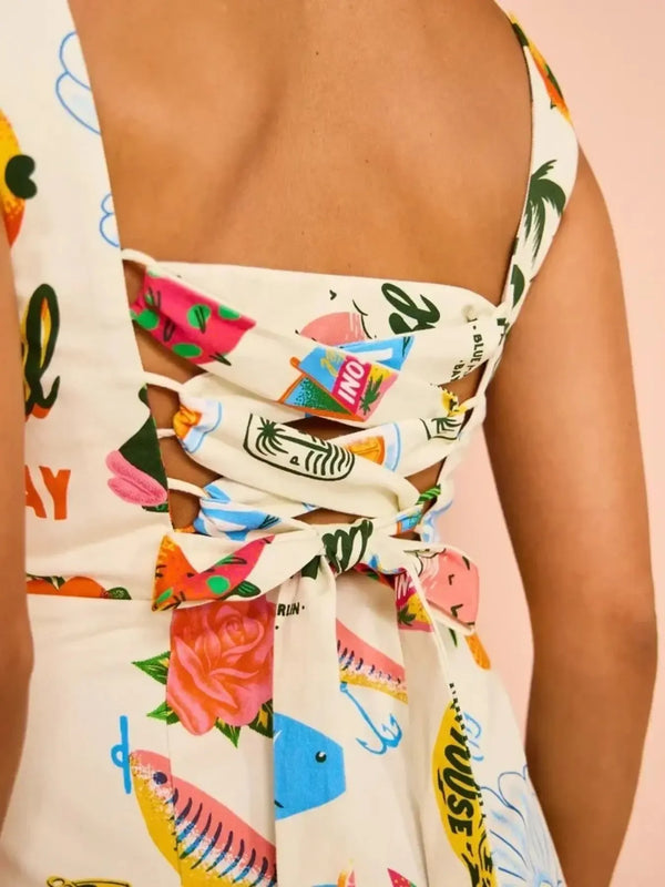 Printed Square Neck Summer Mini Dress - product image 4