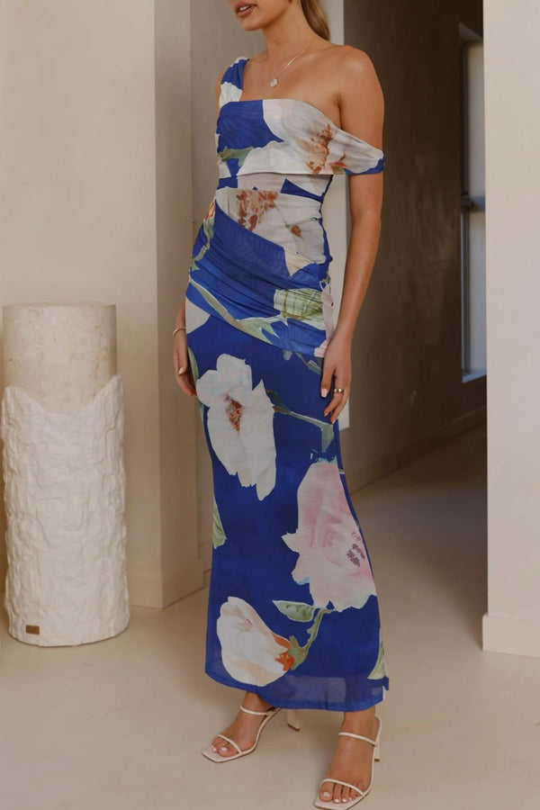 Floral Print One-Shoulder Ruched Maxi Dress - product image 7