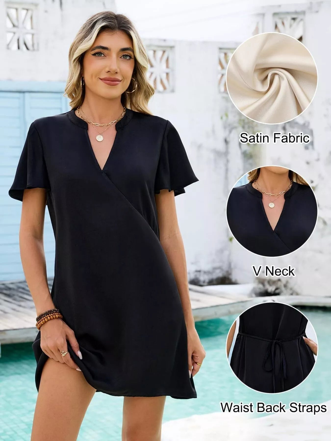 Notched Flutter Sleeve Mini Dress - product image 9