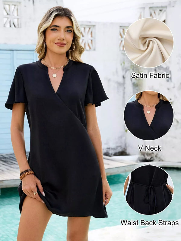Notched Flutter Sleeve Mini Dress - product image 9