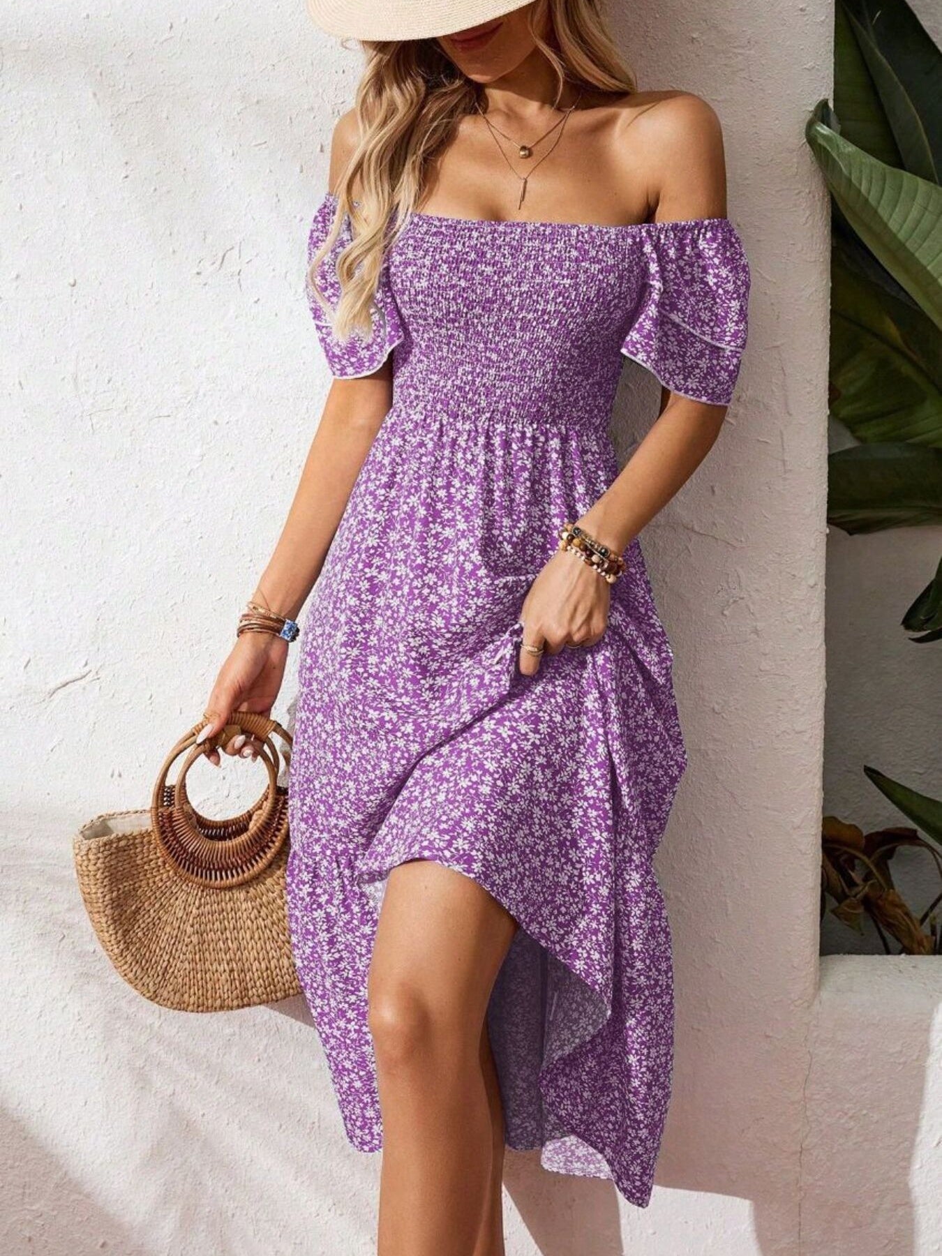 Floral Print Smocked Ruffle Sleeves Dress - product image 7